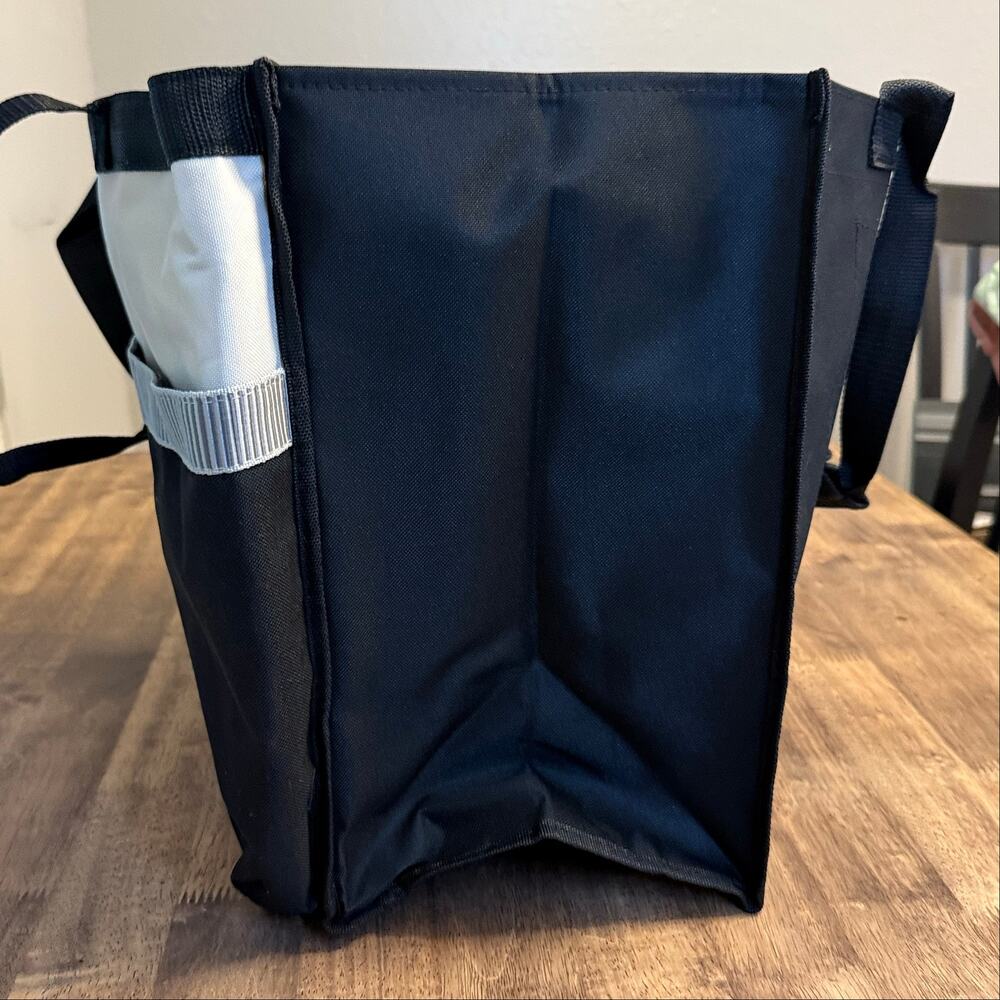 Pampered Chef Consultant Tote Bag XL Handles Pockets Canvas Expandable Black - Picture 7 of 9